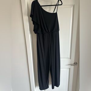 Black One Shoulder Formal Jumpsuit